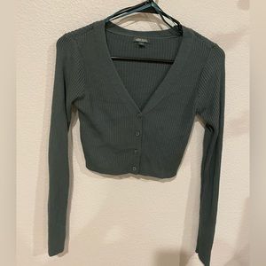 Juniors cropped Forrest green rubbed lightweight cardigan - S